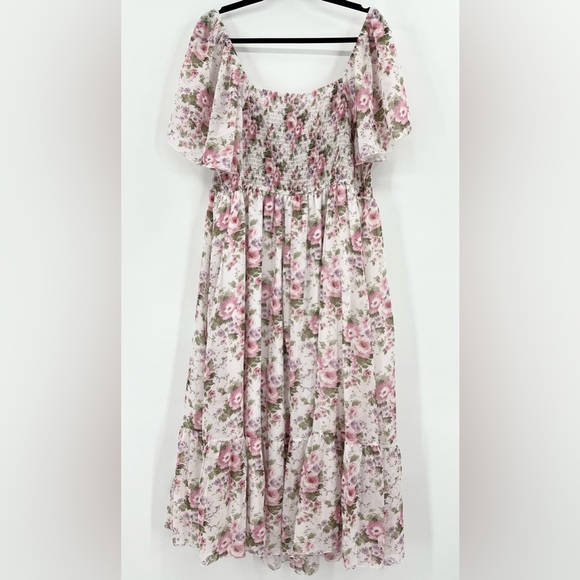 Shein Curve 2XL Floral Cottagecore Flutter Sleeve Maxi Dress - Picture 2 of 9